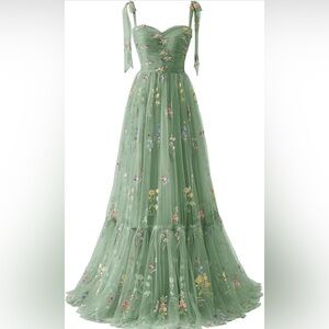 Green Floral Prom Dress